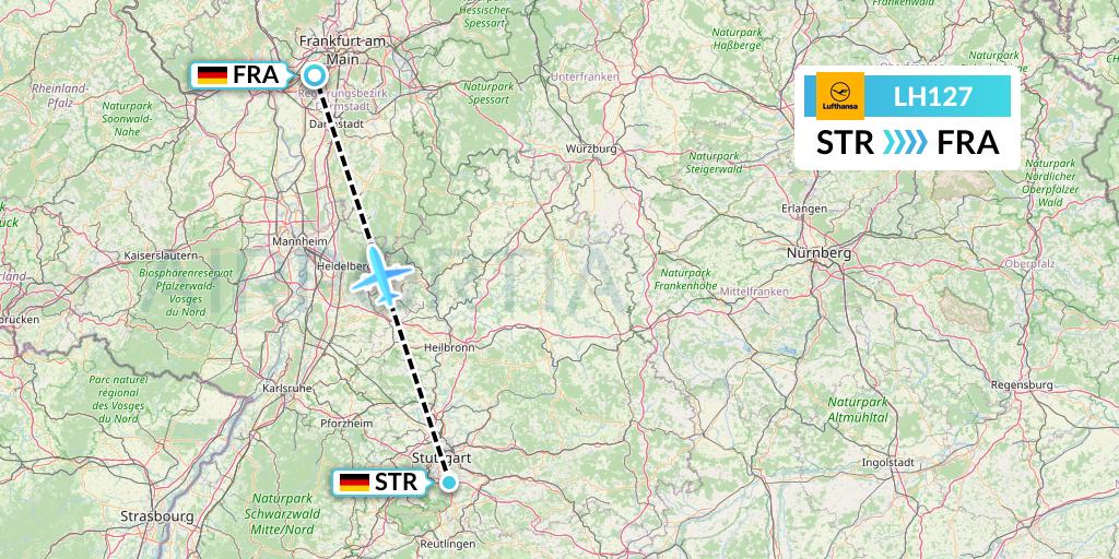 LH127 Lufthansa Flight Map: Stuttgart to Frankfurt