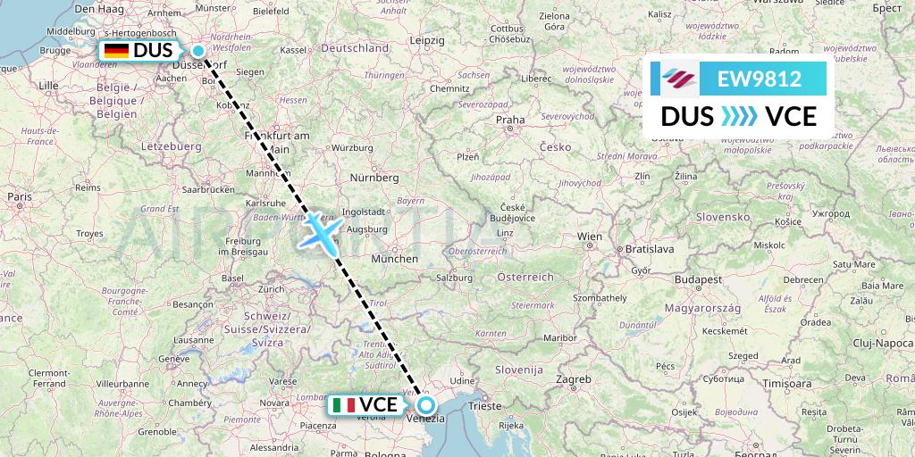 EW9812 Eurowings Flight Map: Dusseldorf to Venice