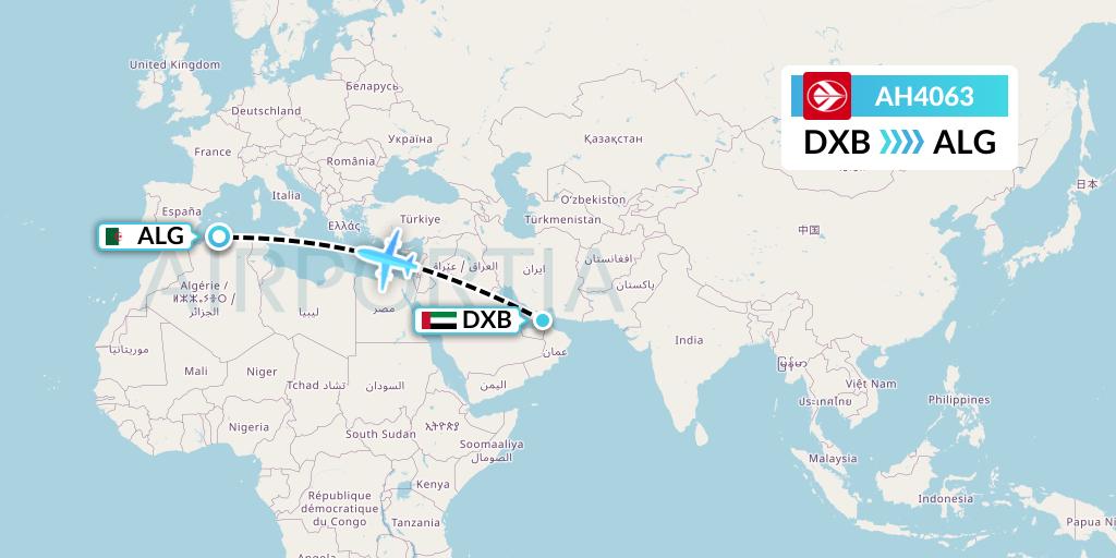 AH4063 Air Algerie Flight Map: Dubai to Algiers