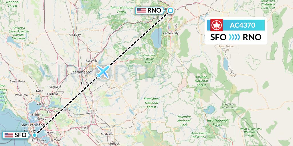 AC4370 Air Canada Flight Map: San Francisco to Reno