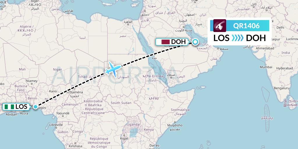 QR1406 Flight Status Qatar Airways Lagos to Doha (QTR1406)