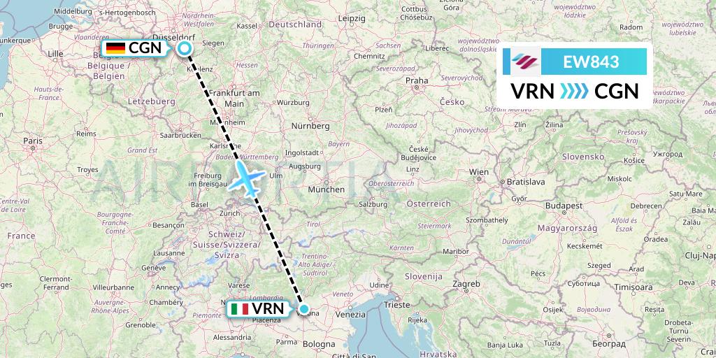 EW843 Eurowings Flight Map: Verona to Cologne