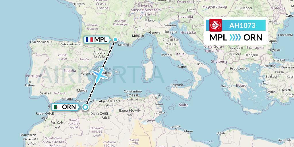 AH1073 Air Algerie Flight Map: Montpellier to Oran