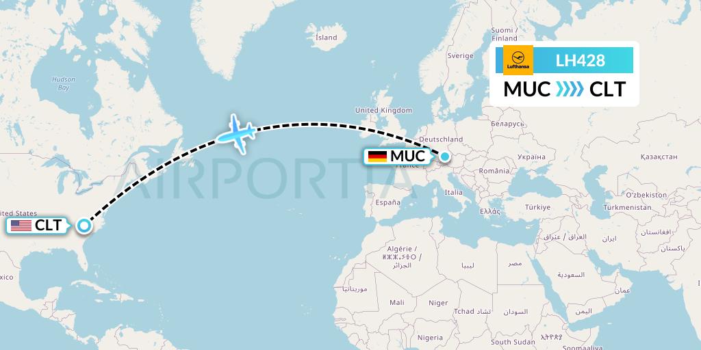 LH428 Flight Status Lufthansa: Munich to Charlotte (DLH428)