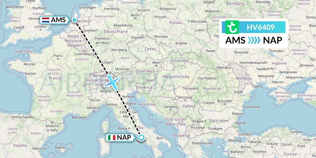 HV6409 Transavia Flight Map: Amsterdam to Naples