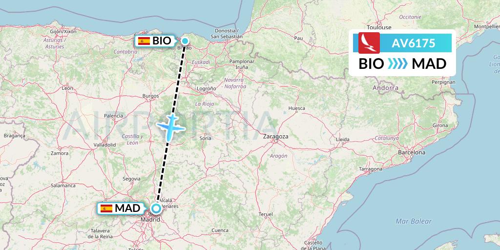 AV6175 Avianca Flight Map: Bilbao to Madrid
