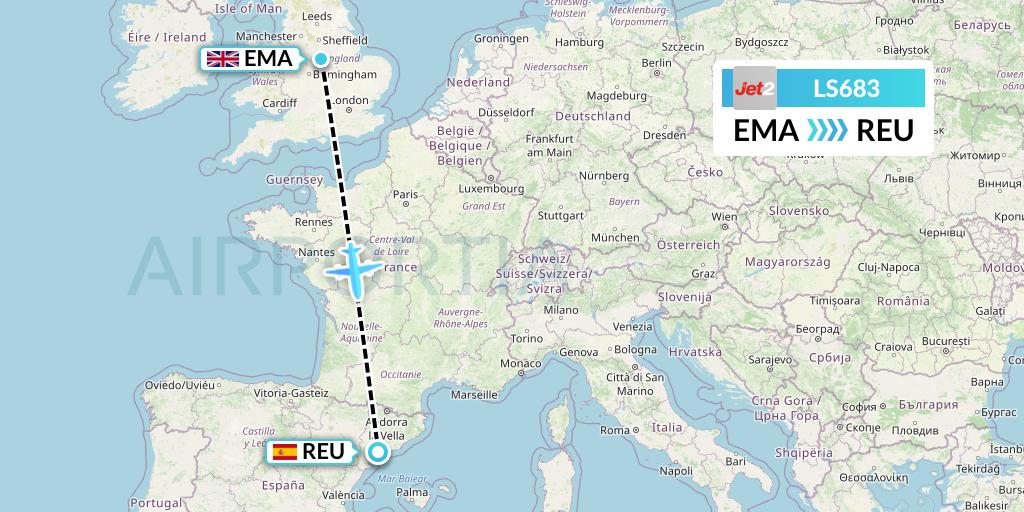 LS683 Flight Status Jet2 East Midlands to Reus (EXS683)