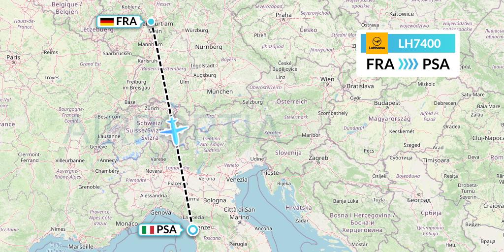 LH7400 Lufthansa Flight Map: Frankfurt to Pisa