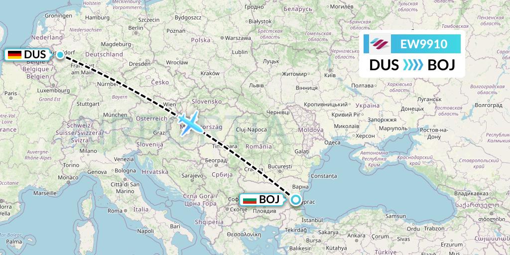 EW9910 Eurowings Flight Map: Dusseldorf to Burgas