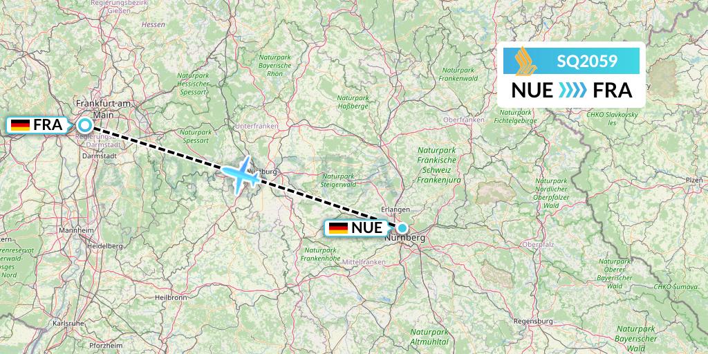 SQ2059 Singapore Airlines Flight Map: Nurnberg to Frankfurt