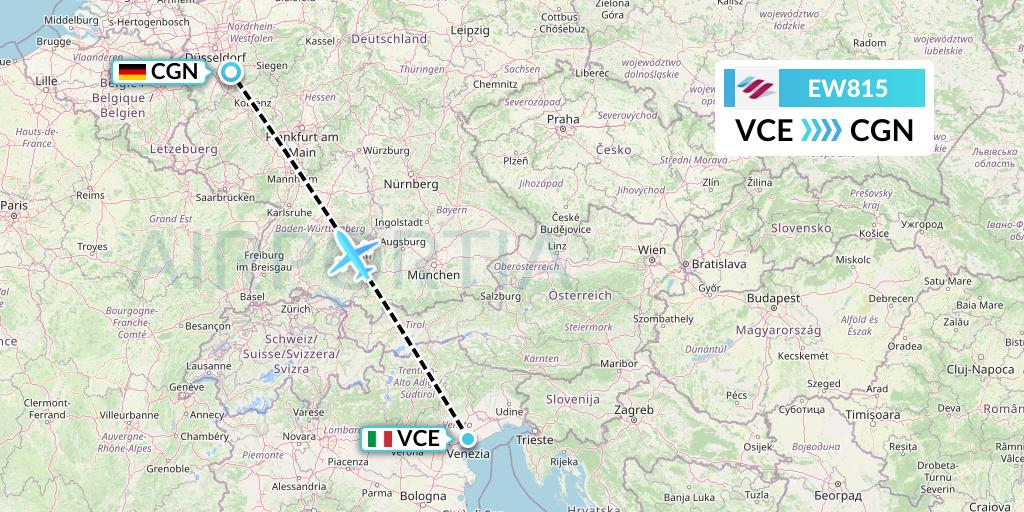 EW815 Eurowings Flight Map: Venice to Cologne