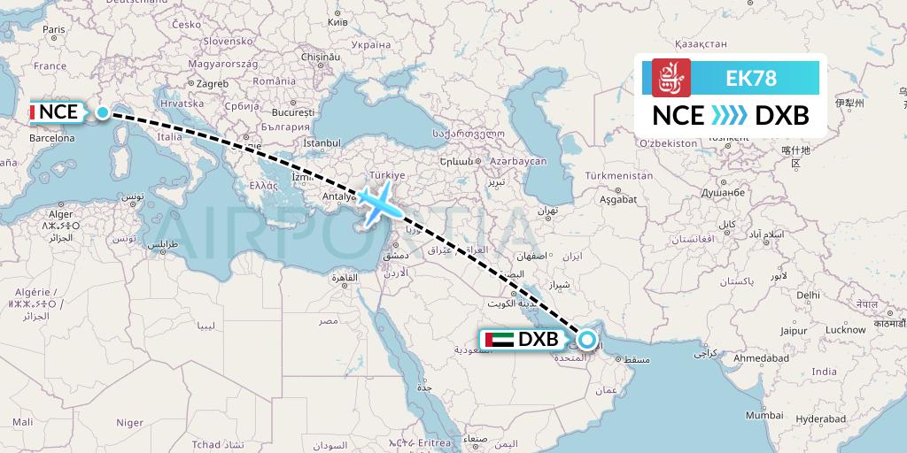 EK78 Flight Status Emirates Nice to Dubai (UAE78)
