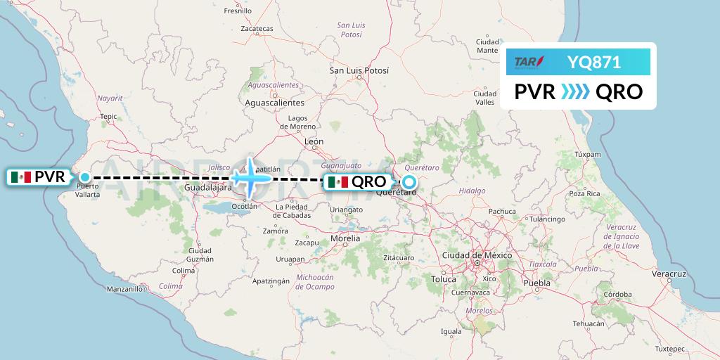 YQ871 Flight Status TAR Aerolineas Puerto Vallarta to Queretaro (LCT871)