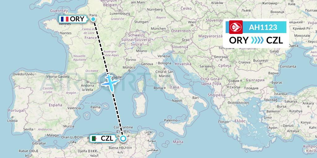 AH1123 Air Algerie Flight Map: Paris to Constantine