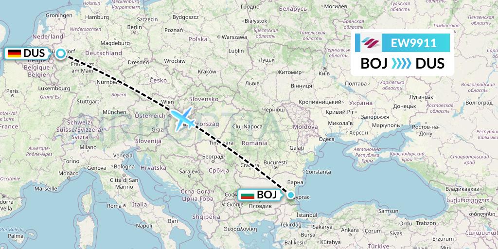 EW9911 Eurowings Flight Map: Burgas to Dusseldorf