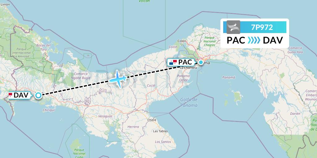 7P972 Air Panama Flight Map: Panama City to David