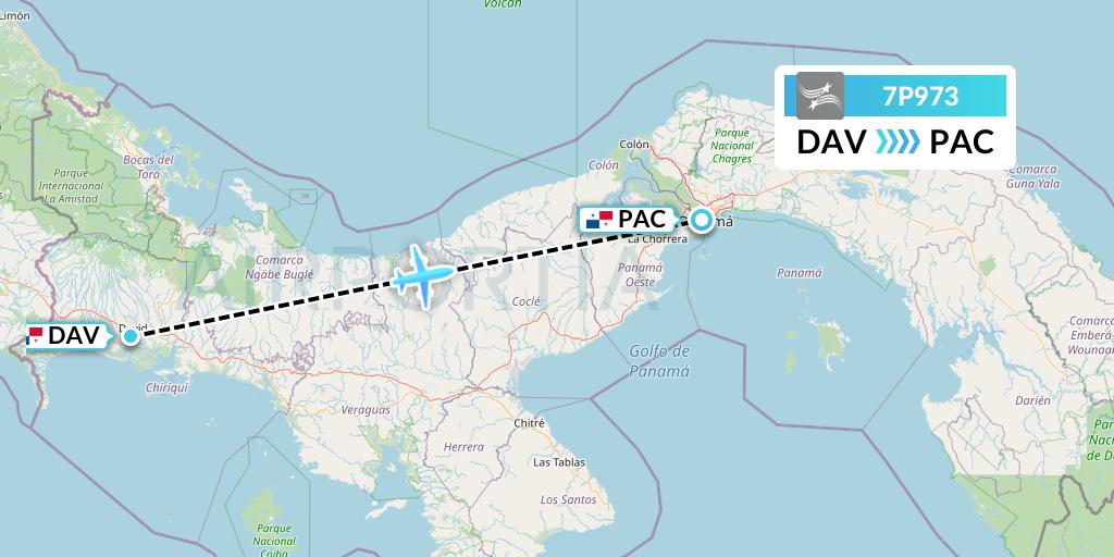 7P973 Air Panama Flight Map: David to Panama City