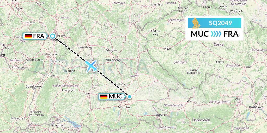 SQ2049 Singapore Airlines Flight Map: Munich to Frankfurt