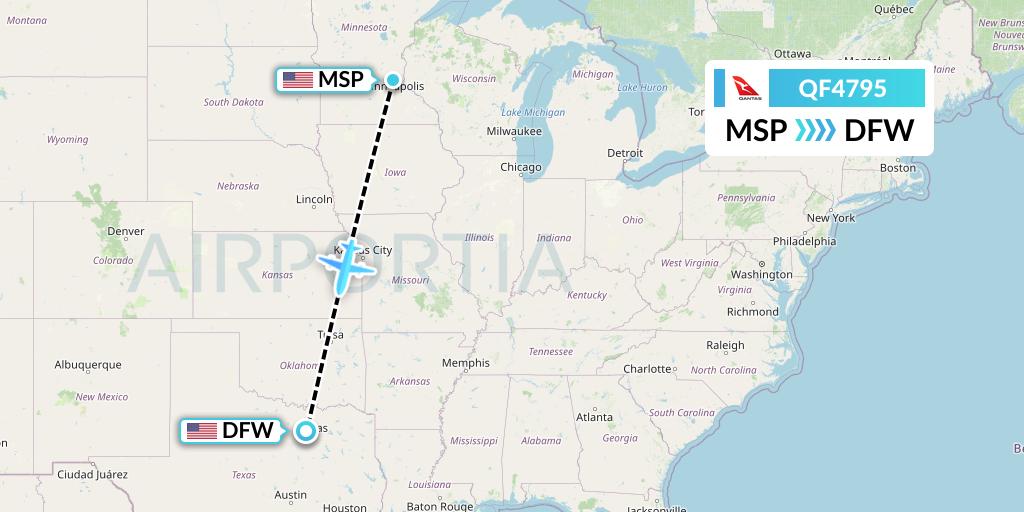 QF4795 Qantas Flight Map: Minneapolis to Dallas