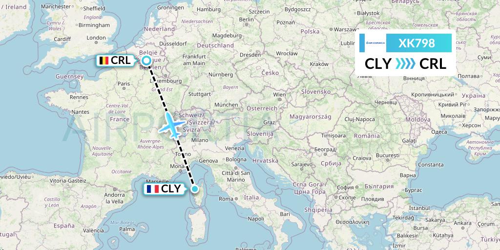 XK798 Air Corsica Flight Map: Calvi to Brussels