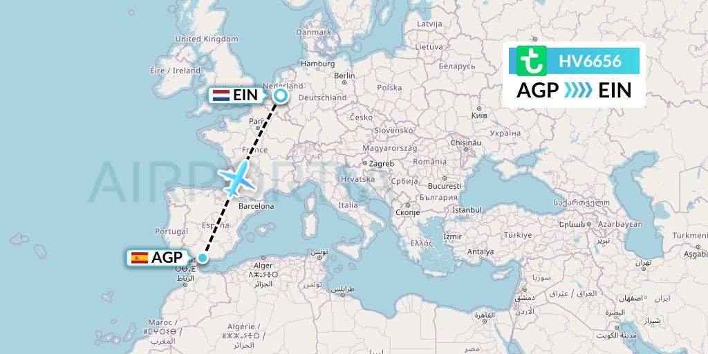 HV6656 Transavia Flight Map: Malaga to Eindhoven