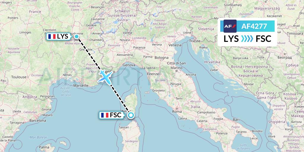 AF4277 Air France Flight Map: Lyon to Figari