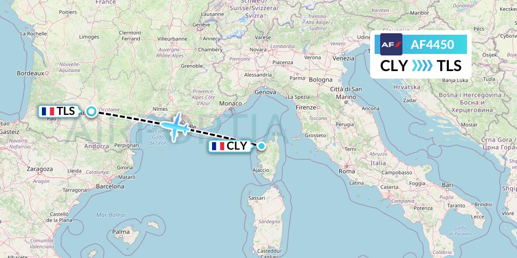 AF4450 Air France Flight Map: Calvi to Toulouse