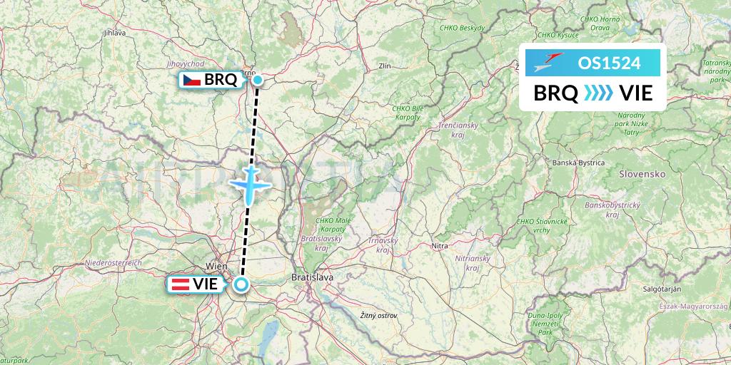 OS1524 Austrian Airlines Flight Map: Brno to Vienna
