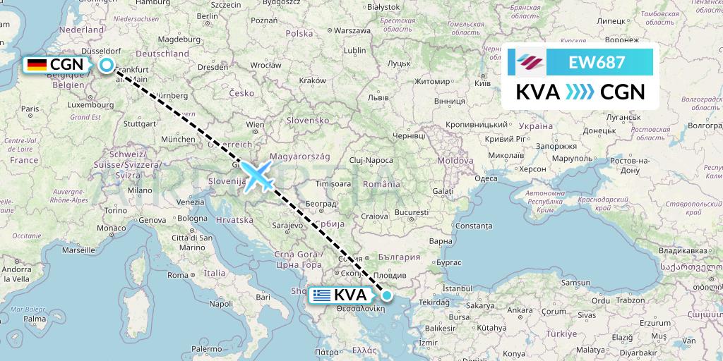 EW687 Eurowings Flight Map: Kavala to Cologne