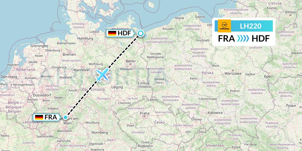 LH220 Lufthansa Flight Map: Frankfurt to Heringsdorf