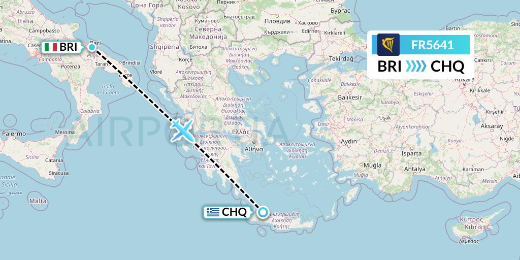FR5641 Ryanair Flight Map: Bari to Chania