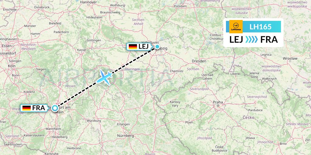 LH165 Lufthansa Flight Map: Leipzig to Frankfurt
