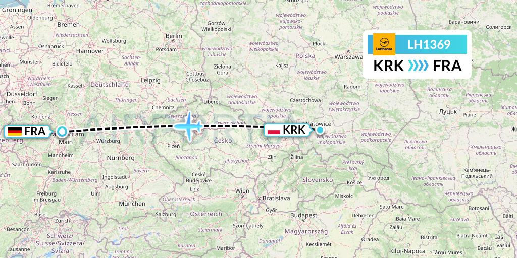 LH1369 Lufthansa Flight Map: Krakow to Frankfurt
