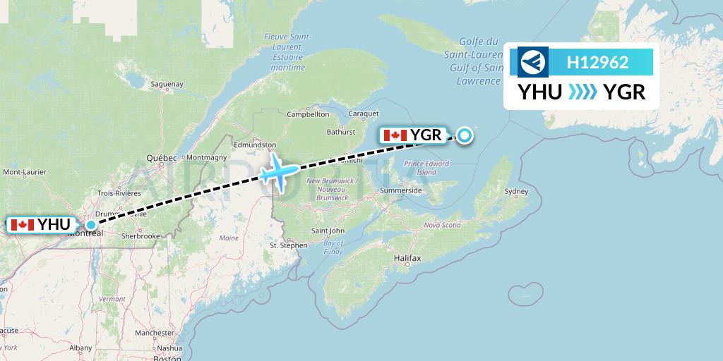 H12962 Hahn Air Systems Flight Map: Montreal to Iles-de-la-Madeleine