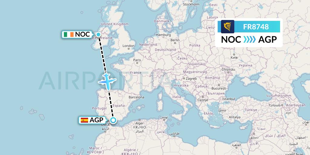 FR8748 Ryanair Flight Map: Knock to Malaga