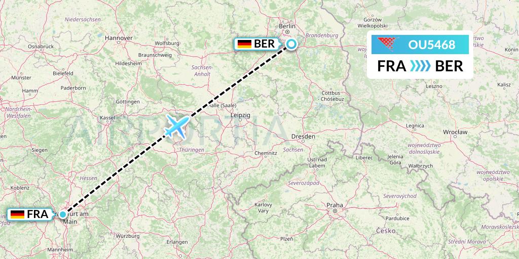 OU5468 Croatia Airlines Flight Map: Frankfurt to Berlin