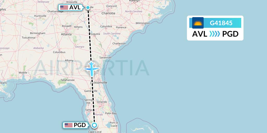 G41845 Allegiant Air Flight Map: Asheville to Punta Gorda
