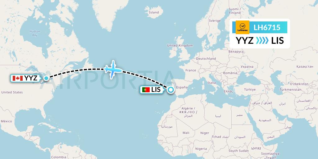 LH6715 Lufthansa Flight Map: Toronto to Lisbon