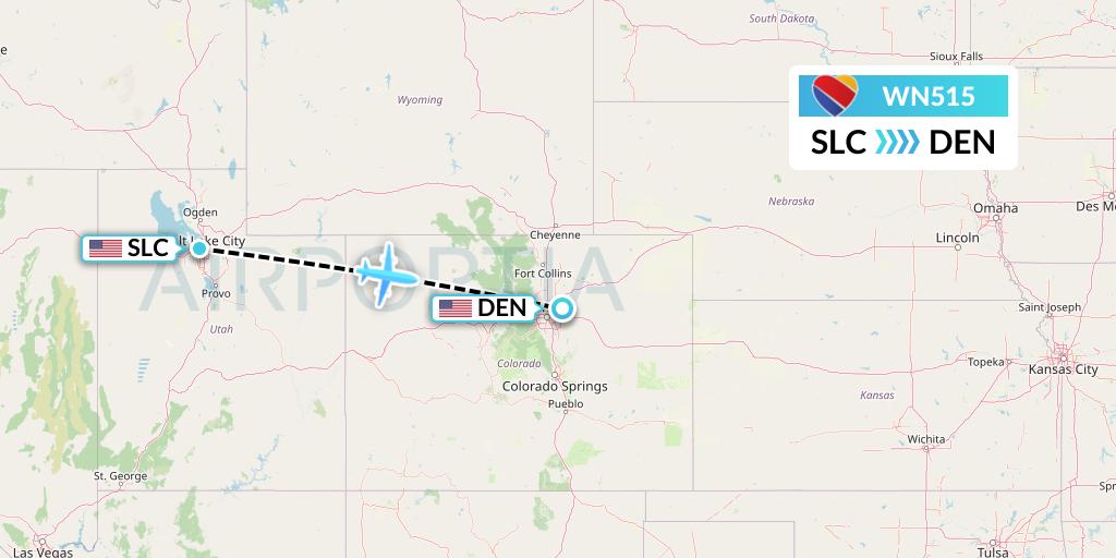 WN515 Southwest Airlines Flight Map: Salt Lake City to Denver