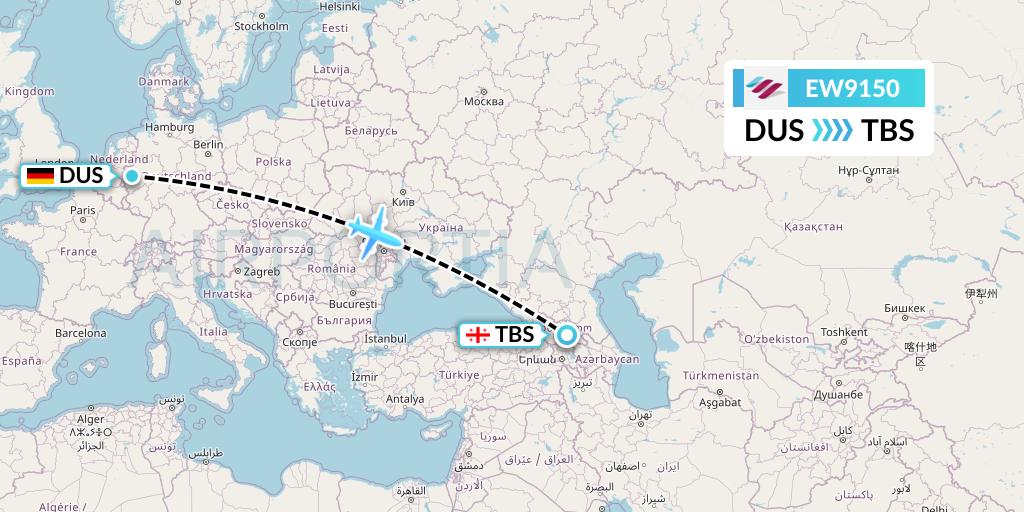 EW9150 Eurowings Flight Map: Dusseldorf to Tbilisi