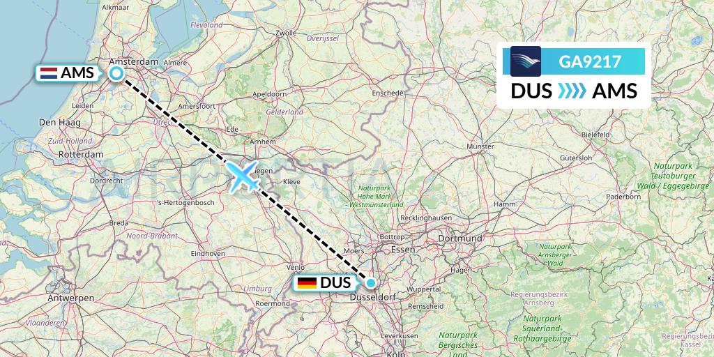 GA9217 Garuda Indonesia Flight Map: Dusseldorf to Amsterdam