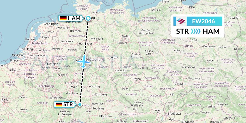 EW2046 Eurowings Flight Map: Stuttgart to Hamburg