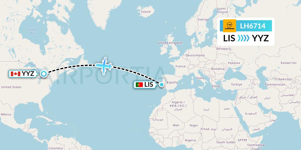 LH6714 Lufthansa Flight Map: Lisbon to Toronto