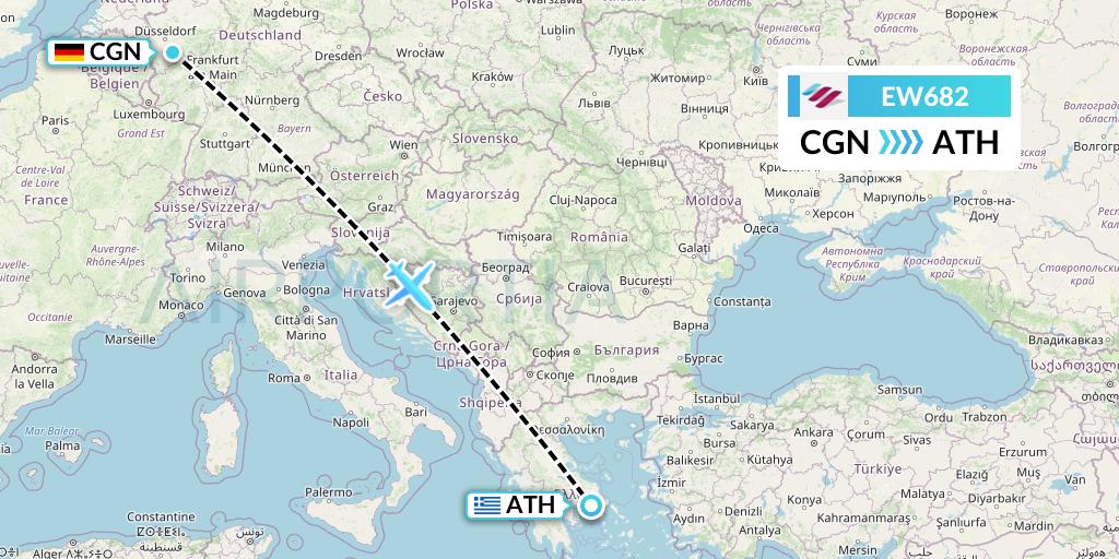 EW682 Eurowings Flight Map: Cologne to Athens
