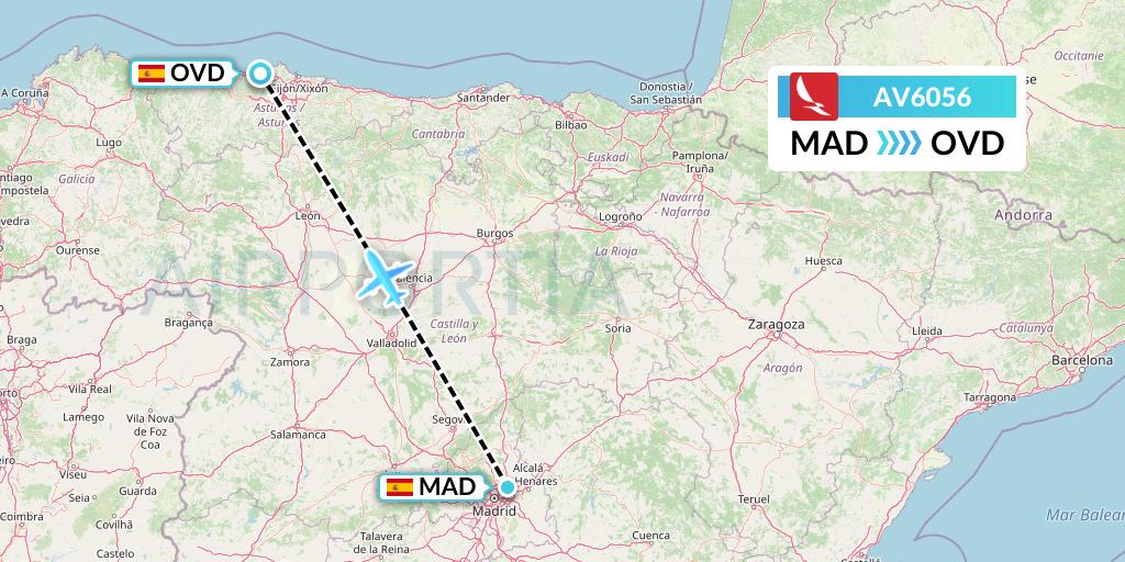 AV6056 Avianca Flight Map: Madrid to Asturias