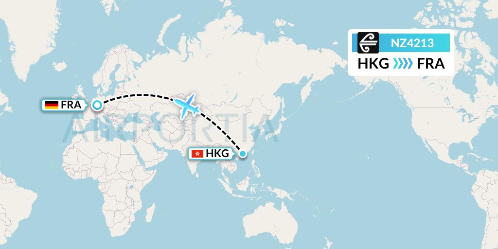 NZ4213 Air New Zealand Flight Map: Hong Kong to Frankfurt