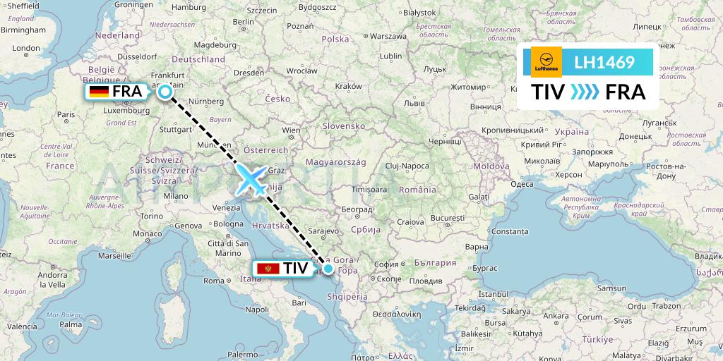 LH1469 Lufthansa Flight Map: Tivat to Frankfurt