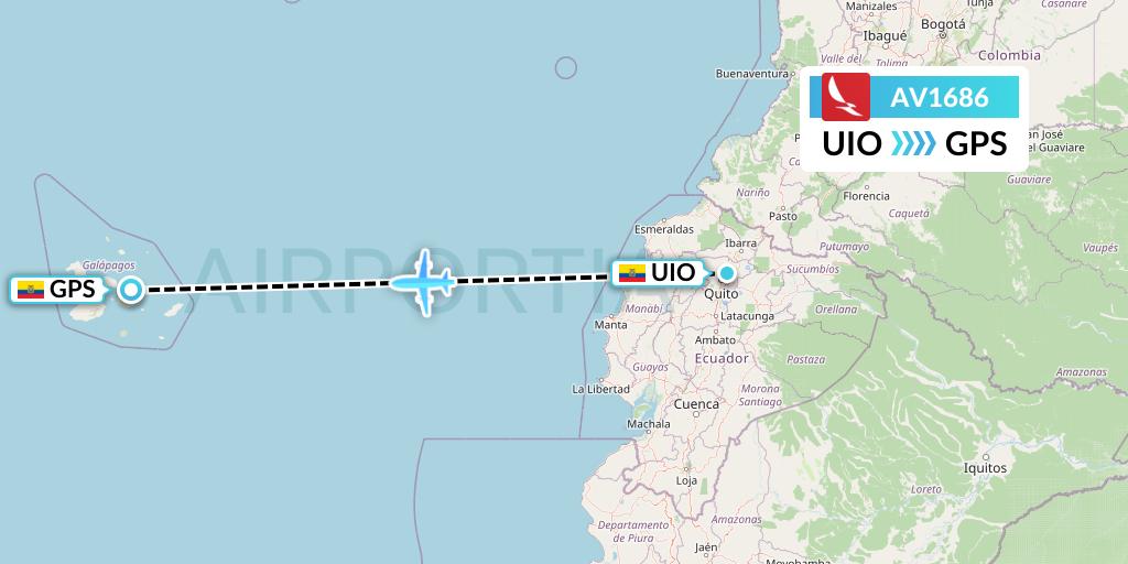 AV1686 Avianca Flight Map: Quito to Galapagos