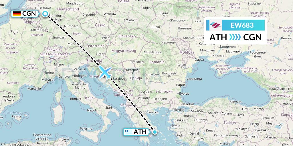 EW683 Eurowings Flight Map: Athens to Cologne