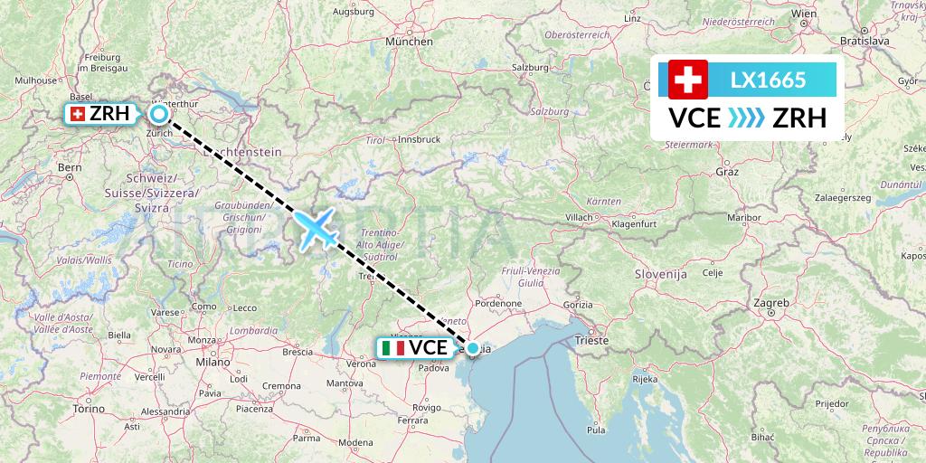 LX1665 Flight Status Swiss Venice to Zurich (SWR1665)